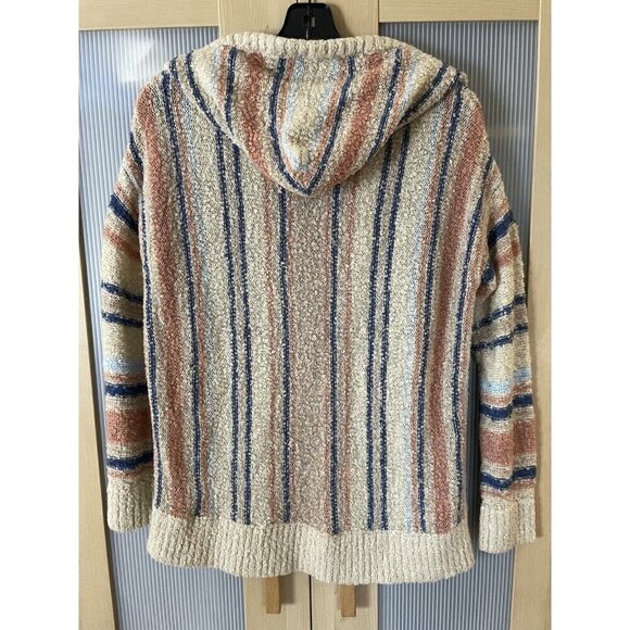 Rip Curl Sweater Unisex Sz XS Striped Knit Hooded Pockets Pullover Surfwear - Picture 4 of 5